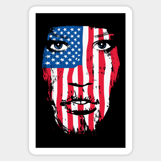 USA Patriot Woman Flag Warpaint 2 July 4th Flag Sticker by atomguy